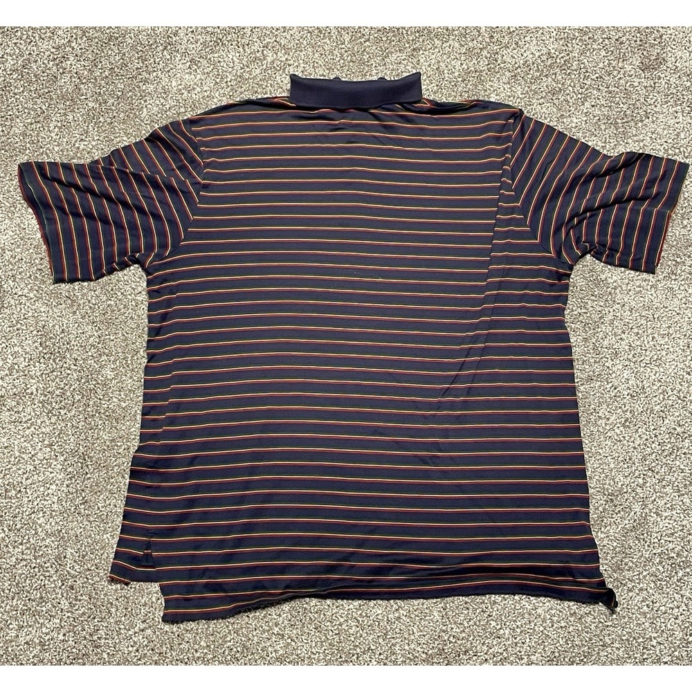 Polo Golf Ralph Lauren Polo Shirt Blue With Stripes XL Pima Cotton Made In Peru - Picture 5 of 5